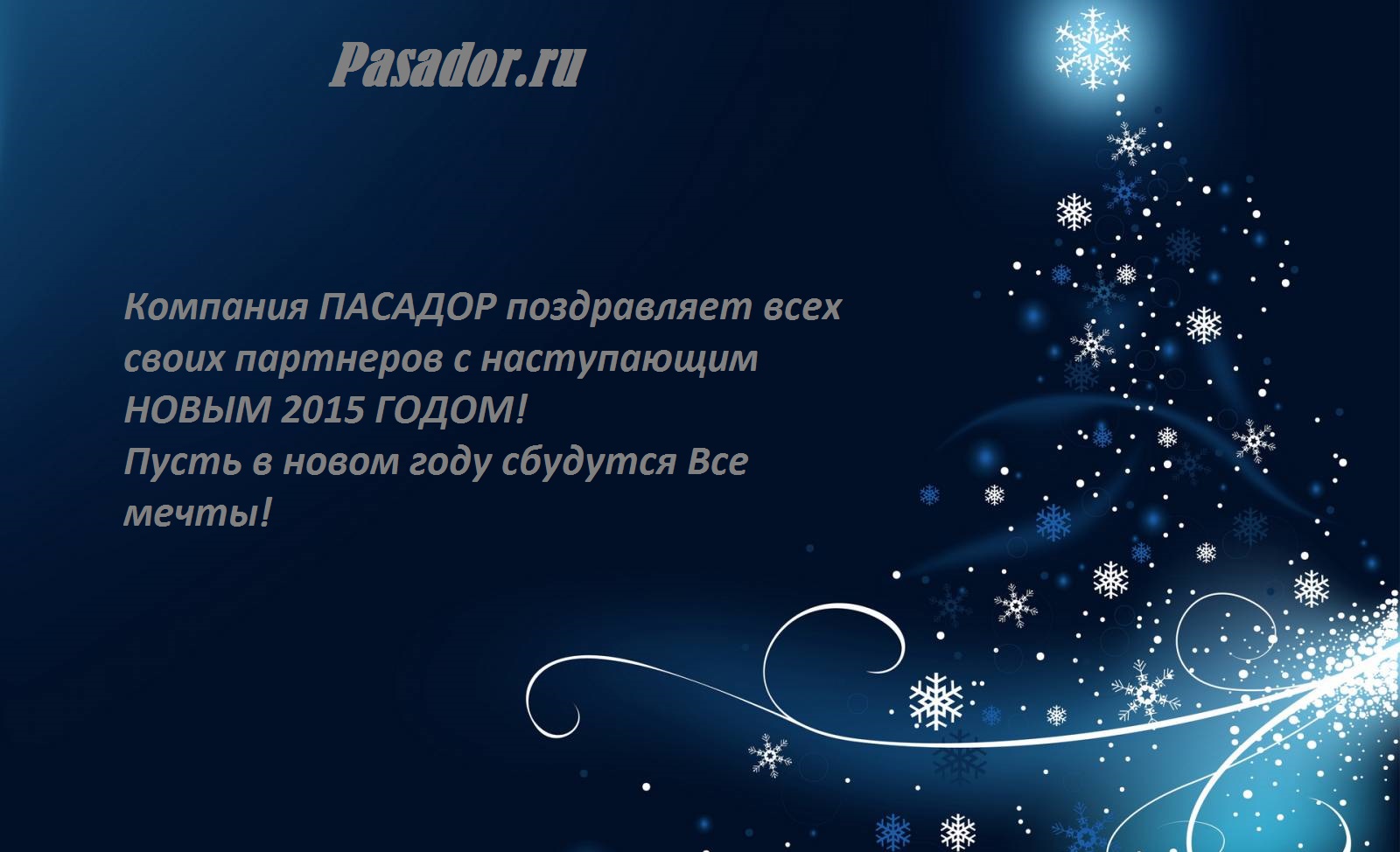 Компания ПАСАДОР поздравляет Всех с Новым 2015 годом.