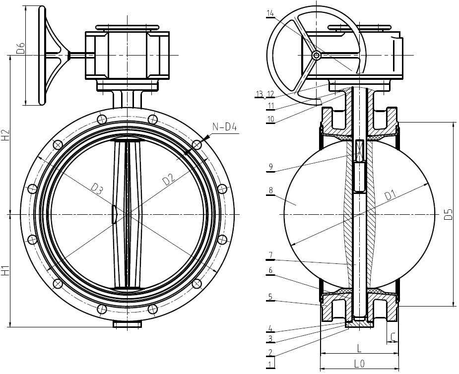 Чертеж затвор дисковый dwg